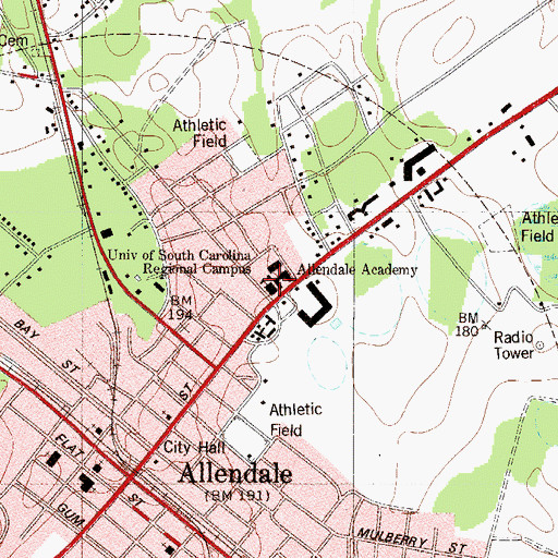 Topographic Map of University of South Carolina Salkehatchie West Original Classroom, SC