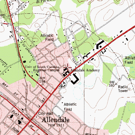 Topographic Map of University of South Carolina Salkehatchie West Conference Center, SC