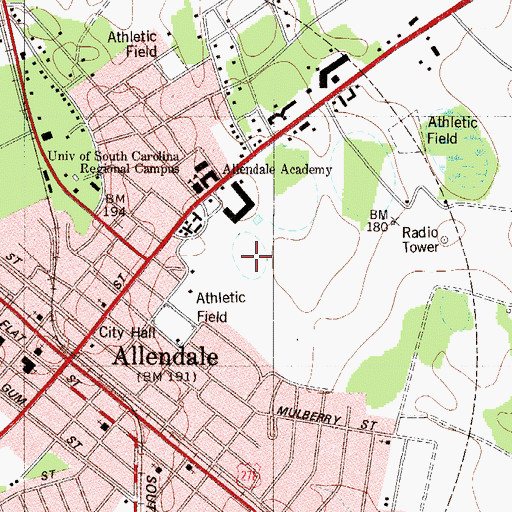Topographic Map of University of South Carolina Salkehatchie West Leadership Institute Building, SC