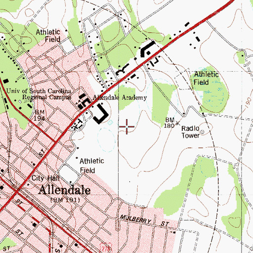 Topographic Map of University of South Carolina Salkehatchie West Science and Administration Building, SC
