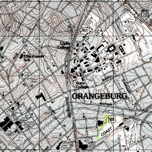 Topographic Map of South Carolina State University Administration Building, SC