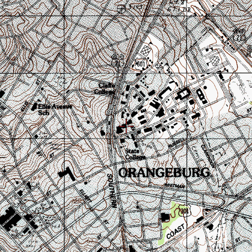 Topographic Map of South Carolina State University Nance Hall, SC
