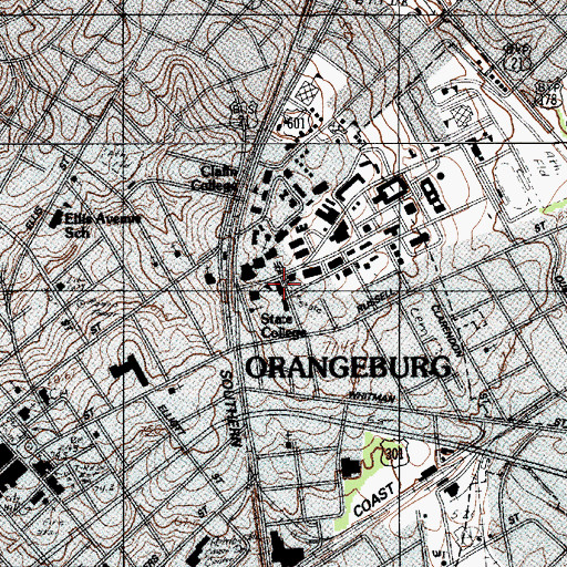 Topographic Map of South Carolina State University Lowman Hall, SC