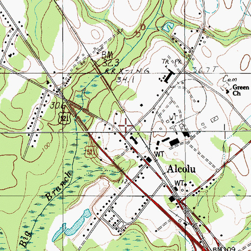 Topographic Map of Alcolu Post Office, SC