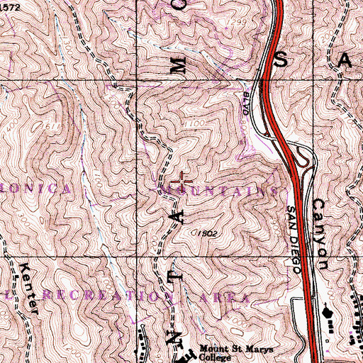 Topographic Map of San Vicente Y Santa Monica, CA