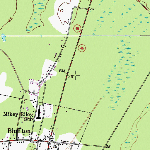 Topographic Map of Bluffton Post Office, SC