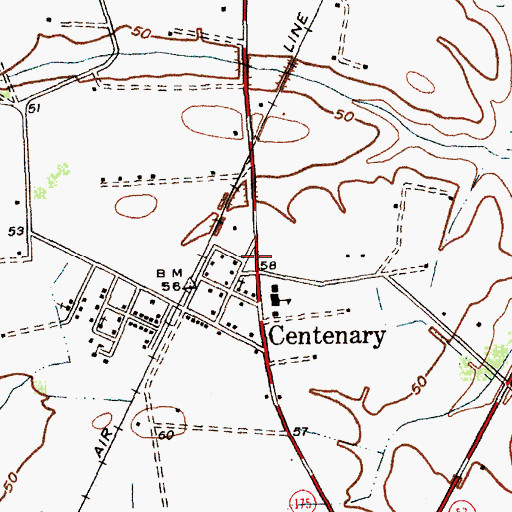 Topographic Map of Centenary Post Office, SC