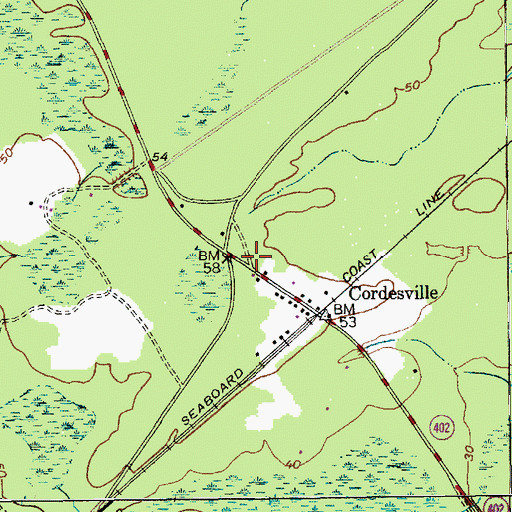 Topographic Map of Cordesville Post Office, SC