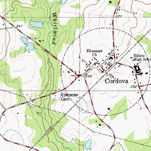 Topographic Map of Cordova Post Office, SC