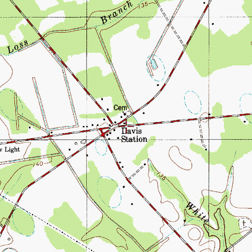 Topographic Map of Davis Station Post Office, SC