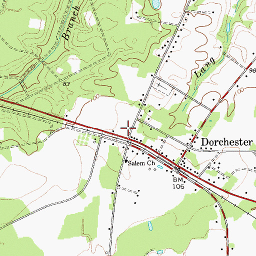 Topographic Map of Dorchester Post Office, SC