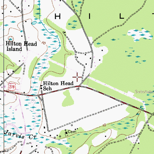 Topographic Map of Fairfield Station Hilton Head Island Post Office, SC