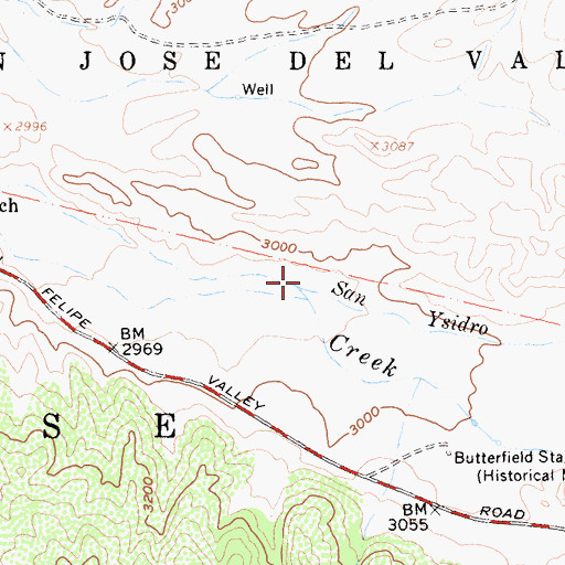 Topographic Map of San Ysidro Creek, CA