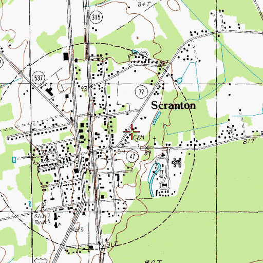 Topographic Map of Scranton First Pentecostal Holiness Church, SC