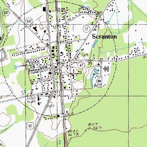 Topographic Map of Scranton United Methodist Church, SC