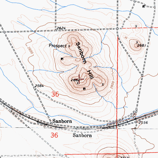 Topographic Map of Sanborn Hill, CA