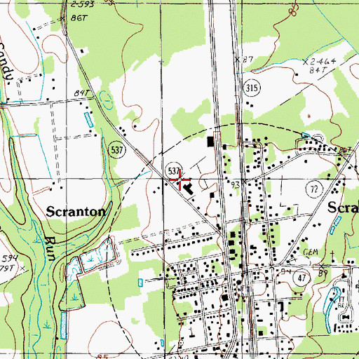 Topographic Map of Shady Grove Baptist Church, SC