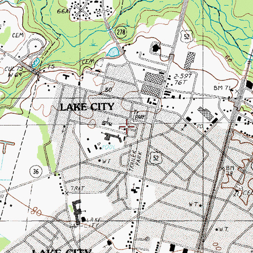 Topographic Map of Saint Philips Catholic Church, SC