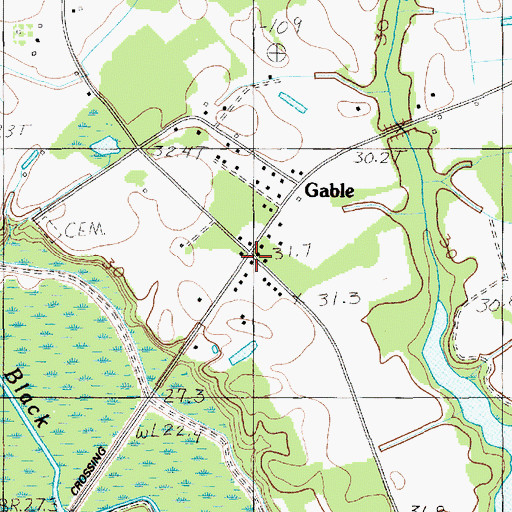 Topographic Map of Gable Post Office, SC