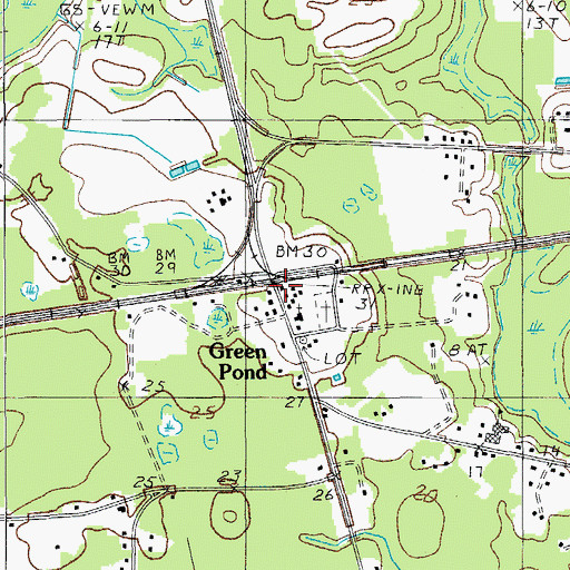 Topographic Map of Green Pond Post Office, SC