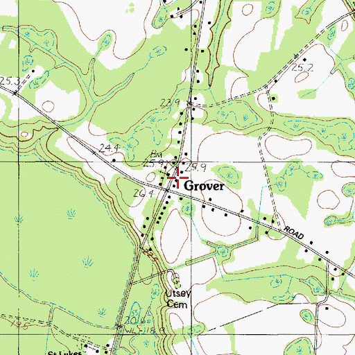 Topographic Map of Grover Post Office, SC