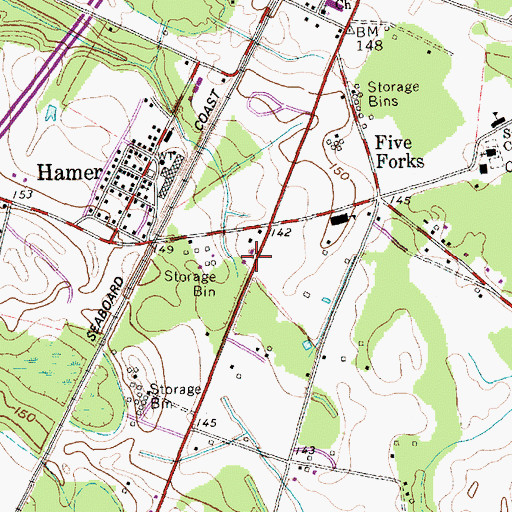 Topographic Map of Hamer Post Office, SC