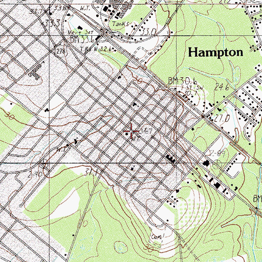 Topographic Map of Hampton Post Office, SC