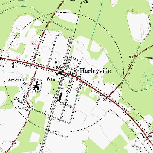 Topographic Map of Harleyville Post Office, SC