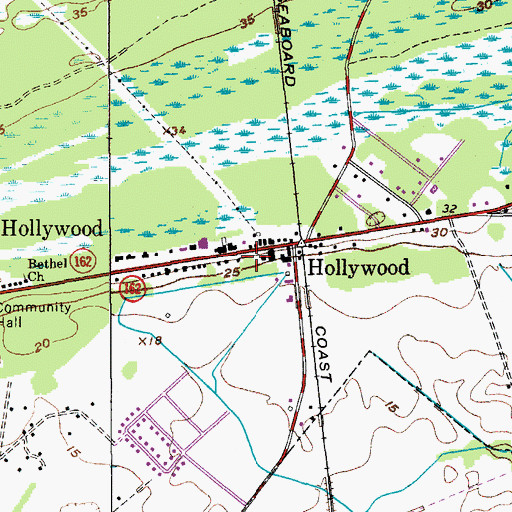 Topographic Map of Hollywood Post Office, SC