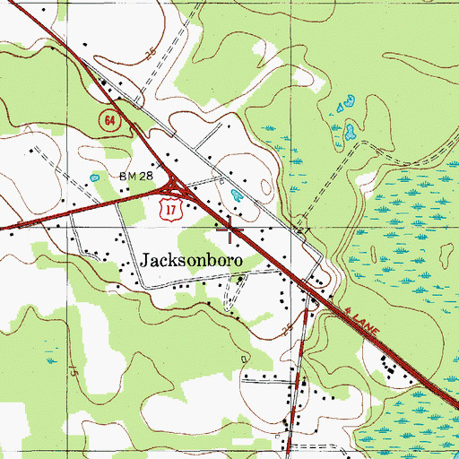 Topographic Map of Jacksonboro Post Office, SC