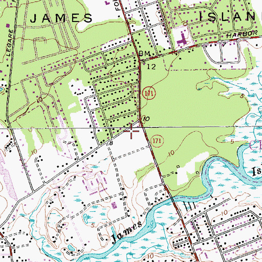 Topographic Map of James Island Post Office, SC