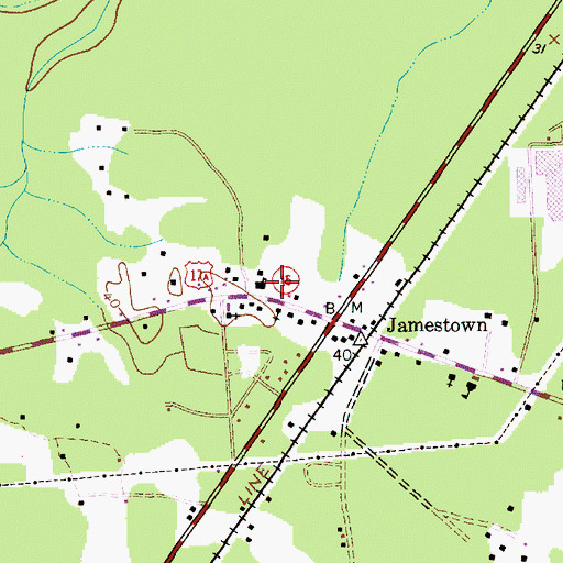 Topographic Map of Jamestown Post Office, SC