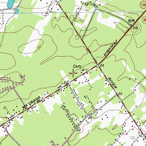 Topographic Map of Johns Island Post Office, SC