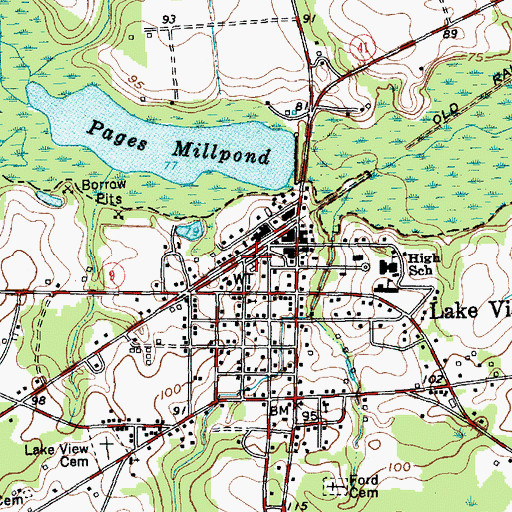 Topographic Map of Lake View Post Office, SC