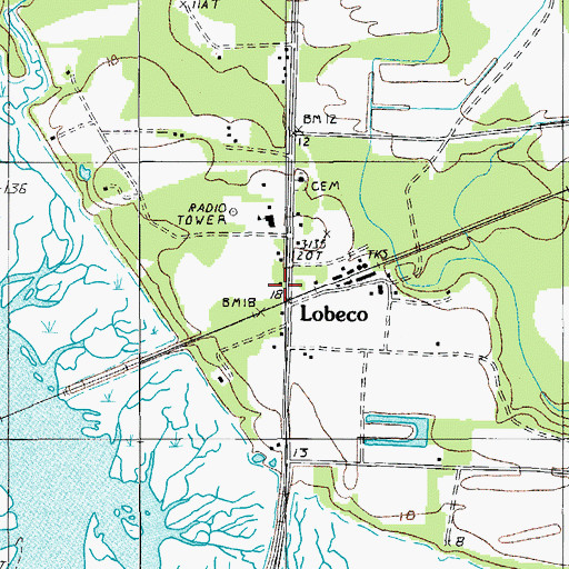 Topographic Map of Lobeco Post Office, SC