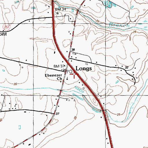 Topographic Map of Longs Post Office, SC