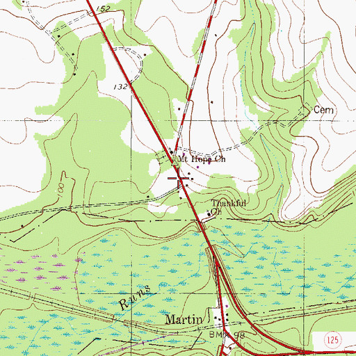 Topographic Map of Martin Post Office, SC