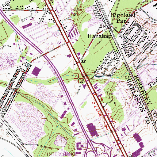 Topographic Map of North Charleston Post Office, SC