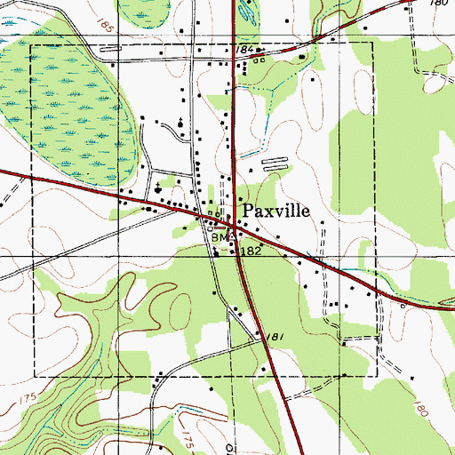 Topographic Map of Paxville Post Office, SC