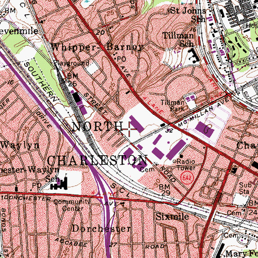 Topographic Map of Pinehaven Post Office, SC