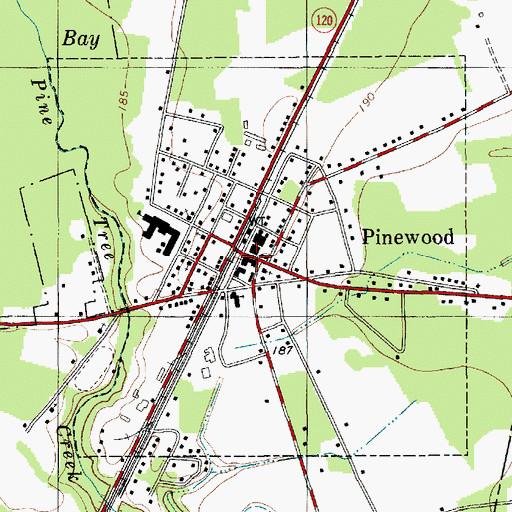 Topographic Map of Pinewood Post Office, SC