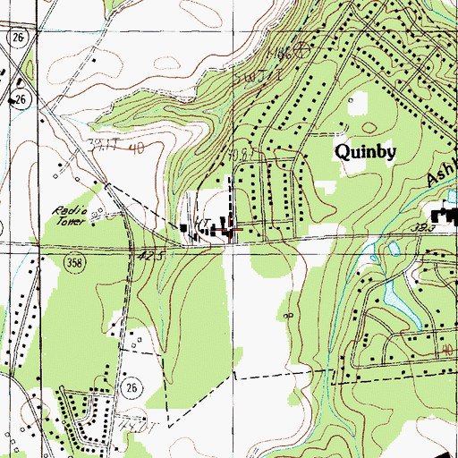 Topographic Map of Quinby Post Office, SC