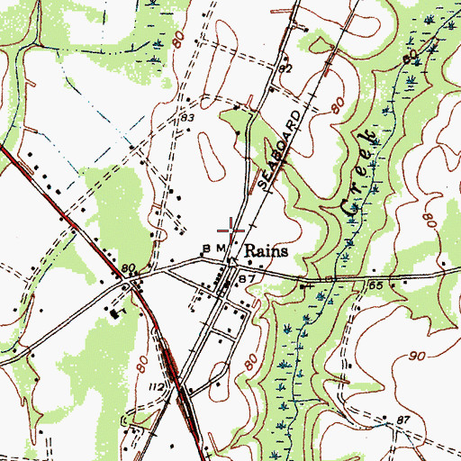 Topographic Map of Rains Post Office, SC