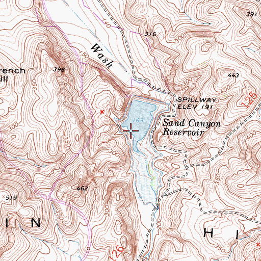 Topographic Map of Sand Canyon Reservoir, CA