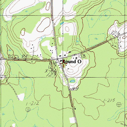 Topographic Map of Round O Post Office, SC