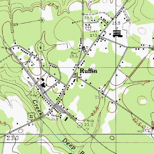 Topographic Map of Ruffin Post Office, SC