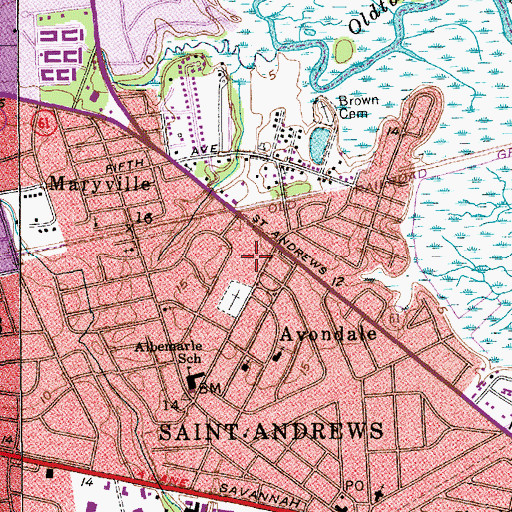 Topographic Map of Saint Andrews Post Office, SC