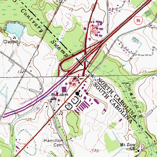 Topographic Map of South of the Border Post Office, SC