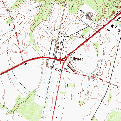 Topographic Map of Ulmer Post Office, SC