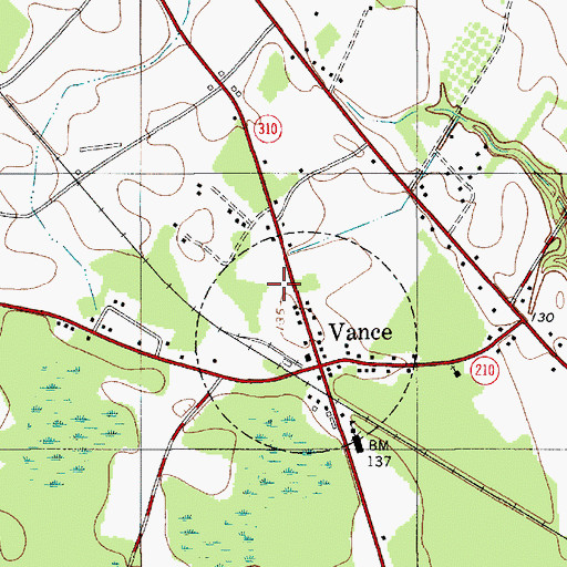 Topographic Map of Vance Post Office, SC